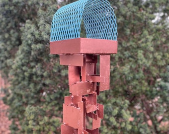 Build Series Modern Bird Feeder No. 31 in welded steel with Rustoleum Copper spray enamel finish