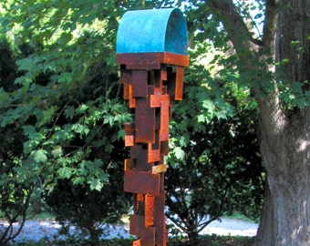 Build series bird feeder with patina steel and copper