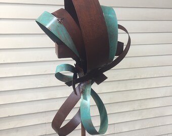 Welded Steel And Copper Bird Feeder No 373 Freestanding Etsy