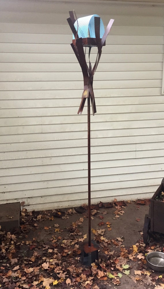 Welded Steel And Copper Bird Feeder No 373 Freestanding Etsy