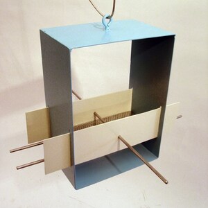 Cubist Modern Bird Feeder in Aqua image 3