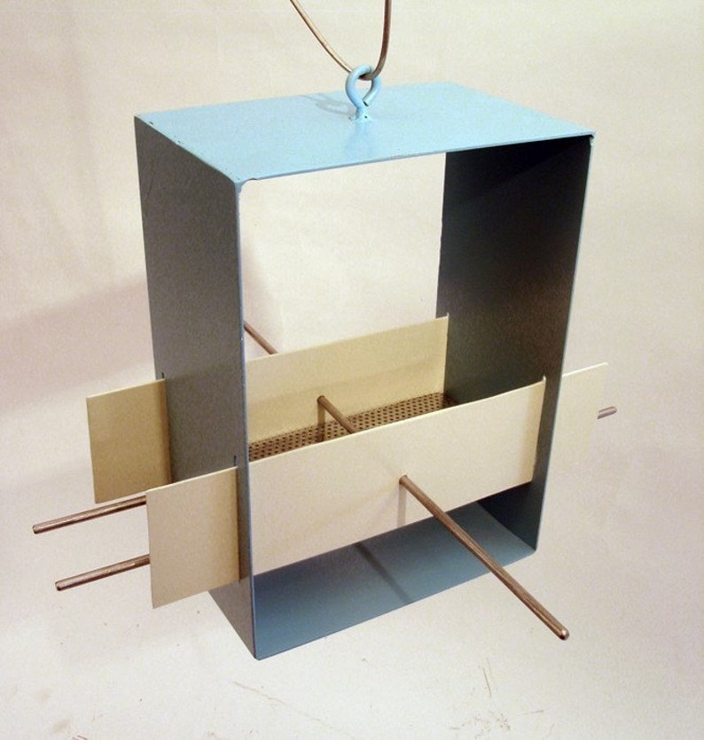 Cubist Modern Bird Feeder in Aqua image 3