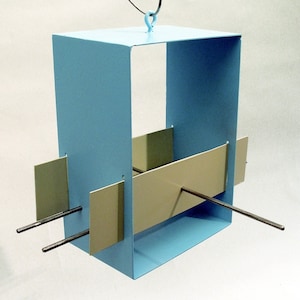 Cubist Modern Bird Feeder in Aqua image 1