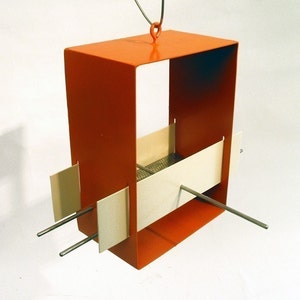 Cubist Modern bird feeder in Orange