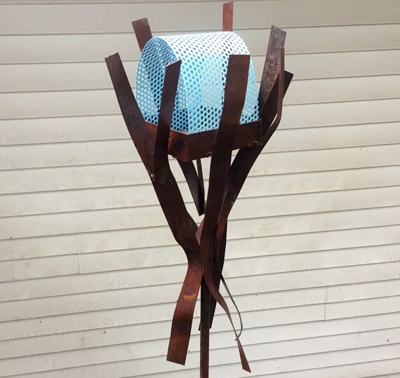 Welded Steel And Copper Bird Feeder No 373 Freestanding Etsy