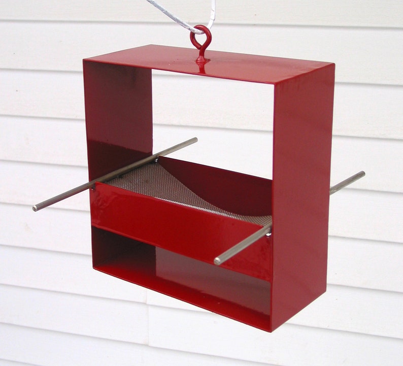 99 Modern Bird Feeder in Deep Red image 2