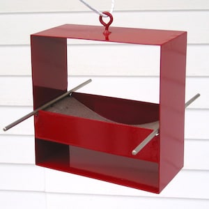 99 Modern Bird Feeder in Deep Red image 1