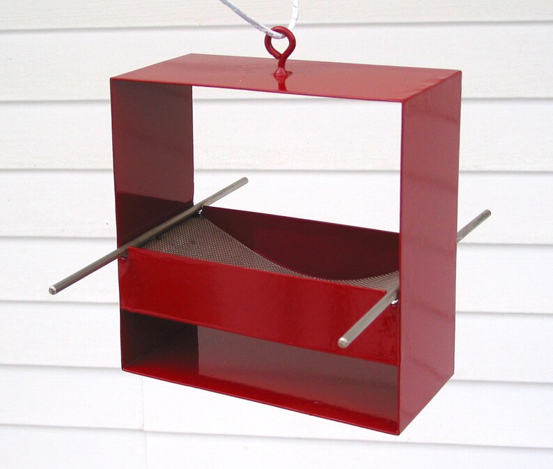 99 Modern Bird Feeder in Deep Red image 1