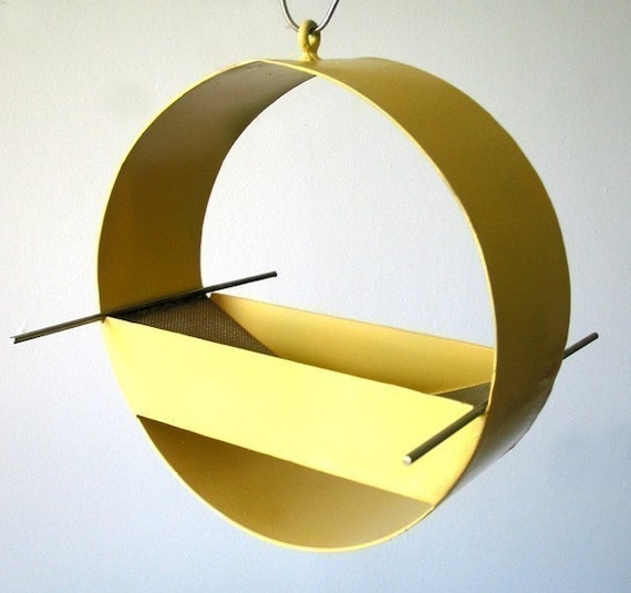Birdfeeder Charm Modern Bird Feeder In Yellow Welded Steel Etsy