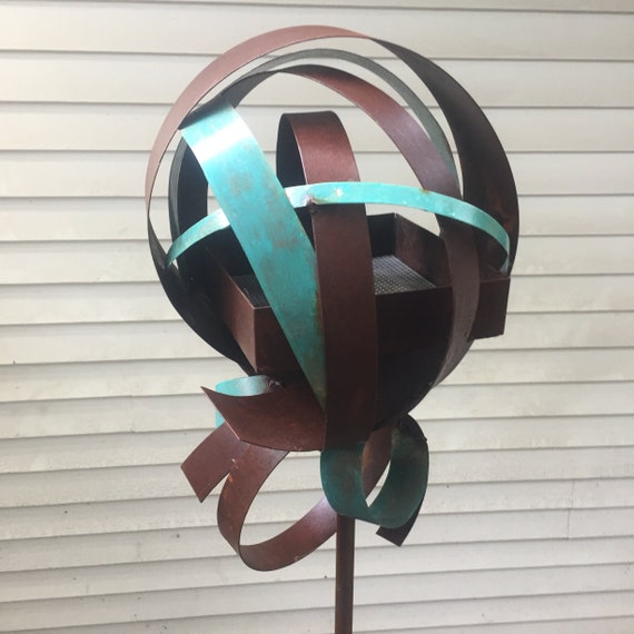 Welded Steel And Copper Bird Feeder No 370 Freestanding Etsy