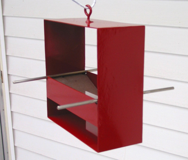 99 Modern Bird Feeder in Deep Red image 3