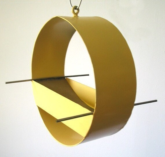 Birdfeeder Charm Modern Bird Feeder In Yellow Welded Steel Etsy
