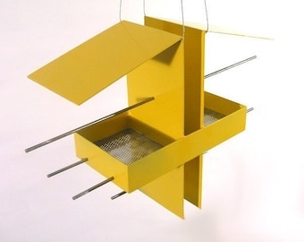 Duo Modern Hanging Bird Feeder in Yellow