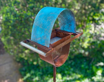 Sculptural Modern Bird Feeder #428 in Welded Steel, Stainless Steel and Copper