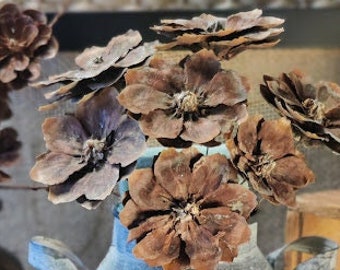 Pinecone flowers for Crafts, Wedding Decor, Bouquets, and Holidays