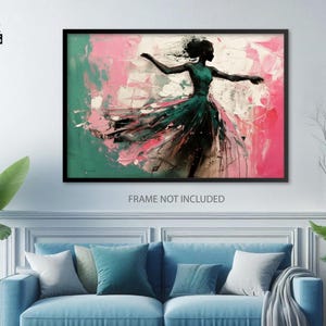 Pink and Green Dancer, African American Art prints, black art, black woman, canvas wall art