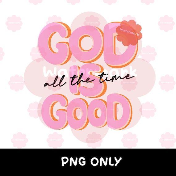 God Is Good PNG | Retro Pink Bubble Letter Christian Design (Instant Download)