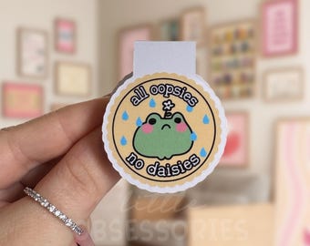 All oopses no daisies magnetic bookmark, bookmark, bookish, fun gift, kids bookmarks, frog lover, kawaii