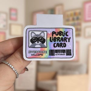 Marque-page magnétique pour carte de bibliothèque, raton laveur mignon, supporte une bibliothèque locale, tendance, nerd du livre introverti livresque, panda poubelle