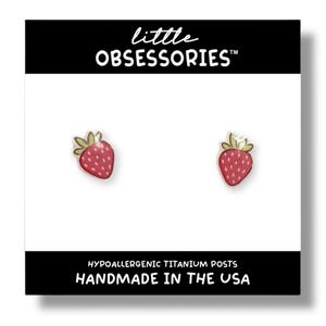Strawberry studs, kids, studs, earrings, cute, tiny, gifts, summer earrings, strawberry earrings, fruit studs, dainty