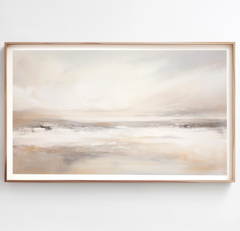Beige Ocean Abstract Printable Wall Art, Neutral Landscape Print