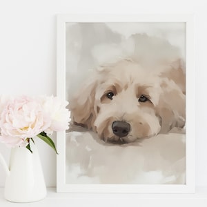 Printable Labradoodle Wall Art, Goldendoodle Pet Portrait Digital Download, Doodle Dog Wall Art Instant Download, Modern Animal Art Print