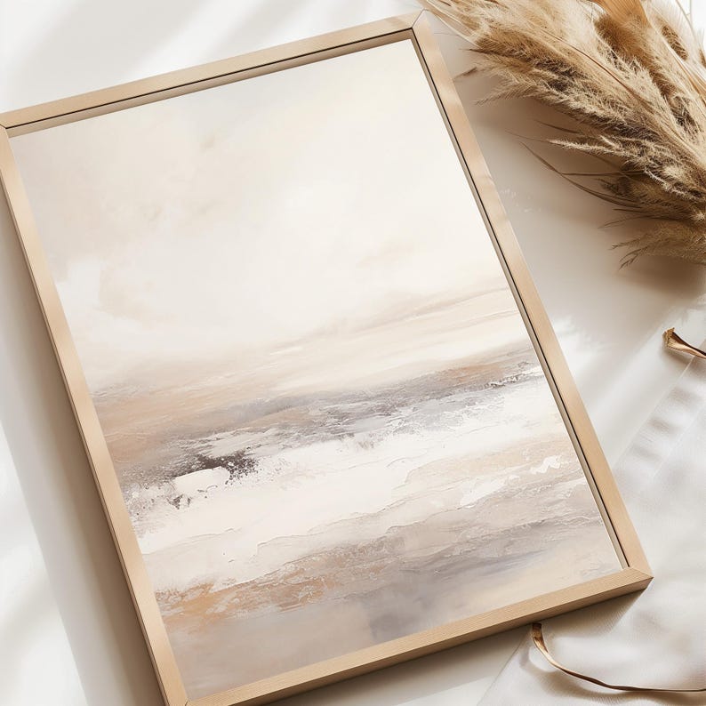 Neutral Ocean Abstract Wall Art Set of 2, Minimalist Beach Landscape ...