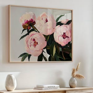 Pink Peonies Printable Wall Art | Horizontal Landscape Floral Print | Spring,  Summer Decor | Instant Download | Pink, Green Botanical
