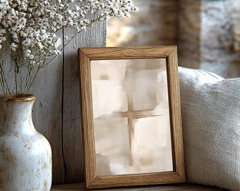 Modern Christian Cross Wall Art Printable, Abstract Cross Art Download, Minimalist Faith Wall Art, Contemporary Cross Printable Digital