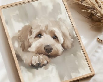 Printable Labradoodle Wall Art, Goldendoodle Pet Portrait Digital Download, Doodle Dog Wall Art Instant Download, Modern Animal Art Print