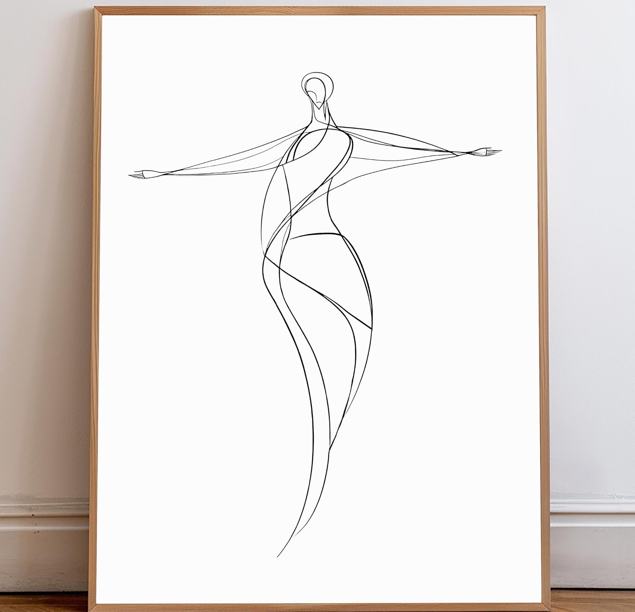 Modern Abstract Line Art of Jesus, Printable Wall Art, Faith-Based Minimalist Decor, Instant Download, DIY Religious Art, Christian Print