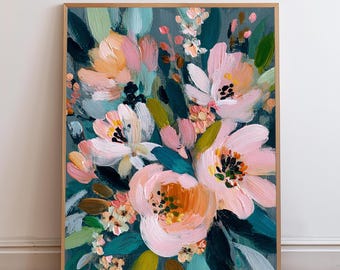 Abstract Floral Wall Art Printable, Anthropologie Inspired Print, Modern Flower Wall Decor, Botanical Digital Download, Statement Piece