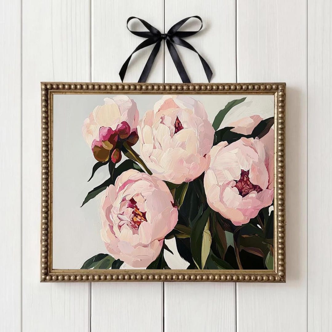 Pink Peonies Printable Wall Art | Horizontal Landscape Floral Print ...