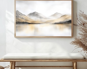 Watercolor Mountain Landscape Printable Wall Art | Neutral Boho Minimalist Mountain Scene | Modern Instant Download Art for Home Decor