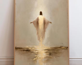 Christian Wall Art Printable, Abstract Jesus Digital Download, Modern Minimalist Religious Decor Print, Vertical Faith Statement Piece
