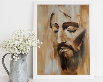 Abstract Jesus Portrait Printable Wall Art, LDS Christian Wall Art, Religious Decor, DIY Catholic Wall Art, Faith Based Instant Download Art