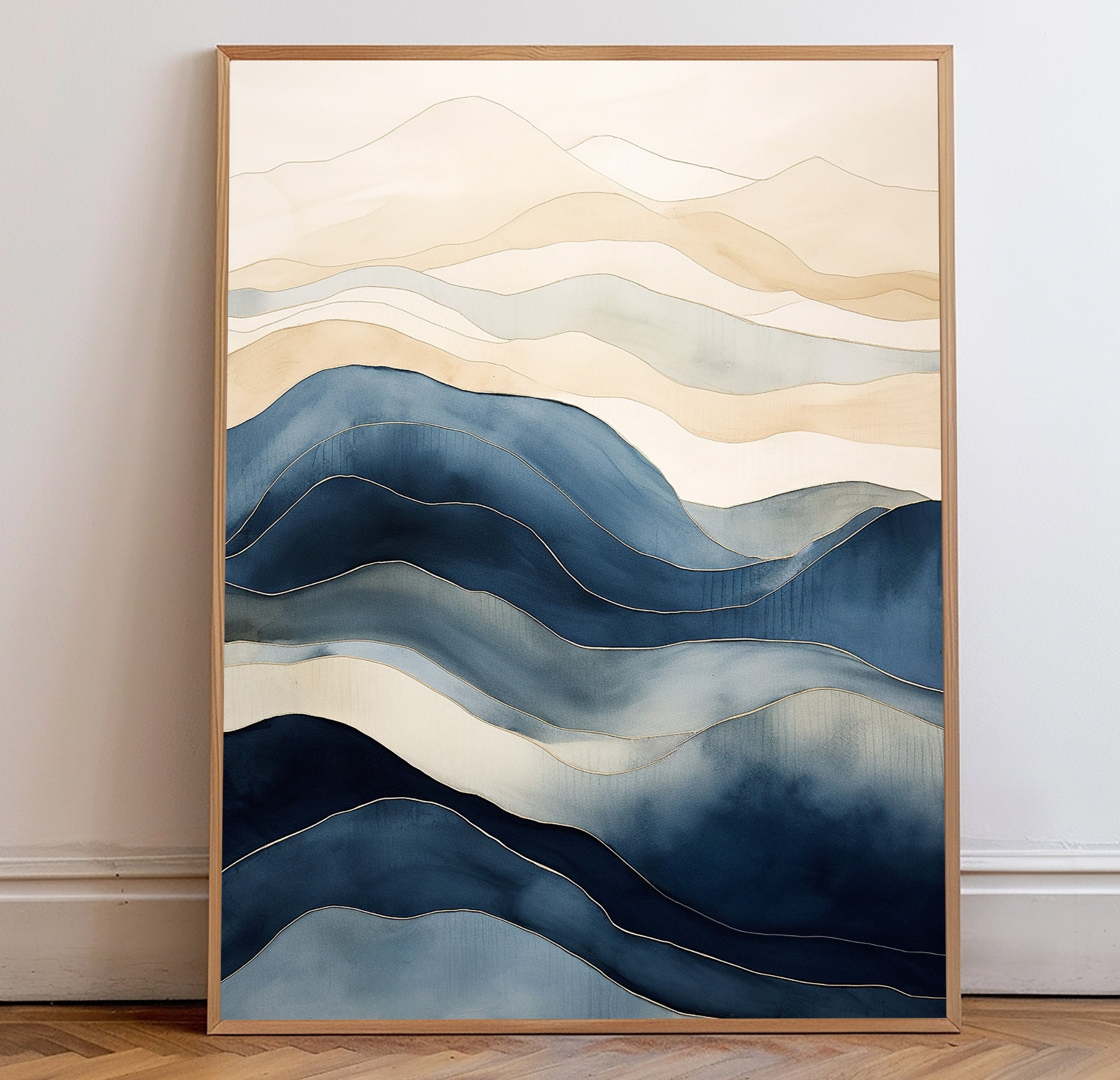 Watercolor Blue and Beige Abstract Print, Instant Download, Printable DIY Art, Minimalist Modern Home Decor