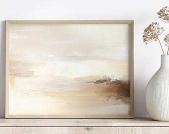 Minimalist Beige Abstract Wall Art, Printable Neutral Art, Tranquil Modern Decor, Large Horizontal Statement Piece, Instant Digital Download