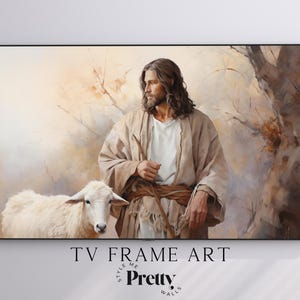 Jesus Finding Lamb Samsung Frame TV Art | Faith Based Television Art | Religious Digital TV JPG Download