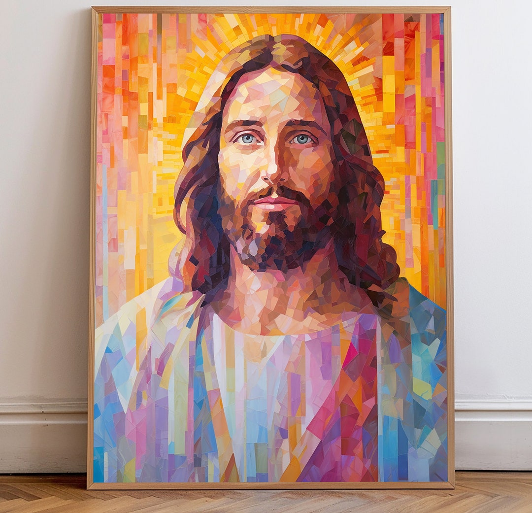 Vivid Mosaic Jesus Portrait Printable Wall Art | Jesus Christ ...