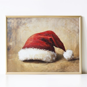 Vintage Santa Hat Printable Christmas Wall Art, DIY Holiday Decor, Instant Download , Cheerful Christmas Print, Festive Print