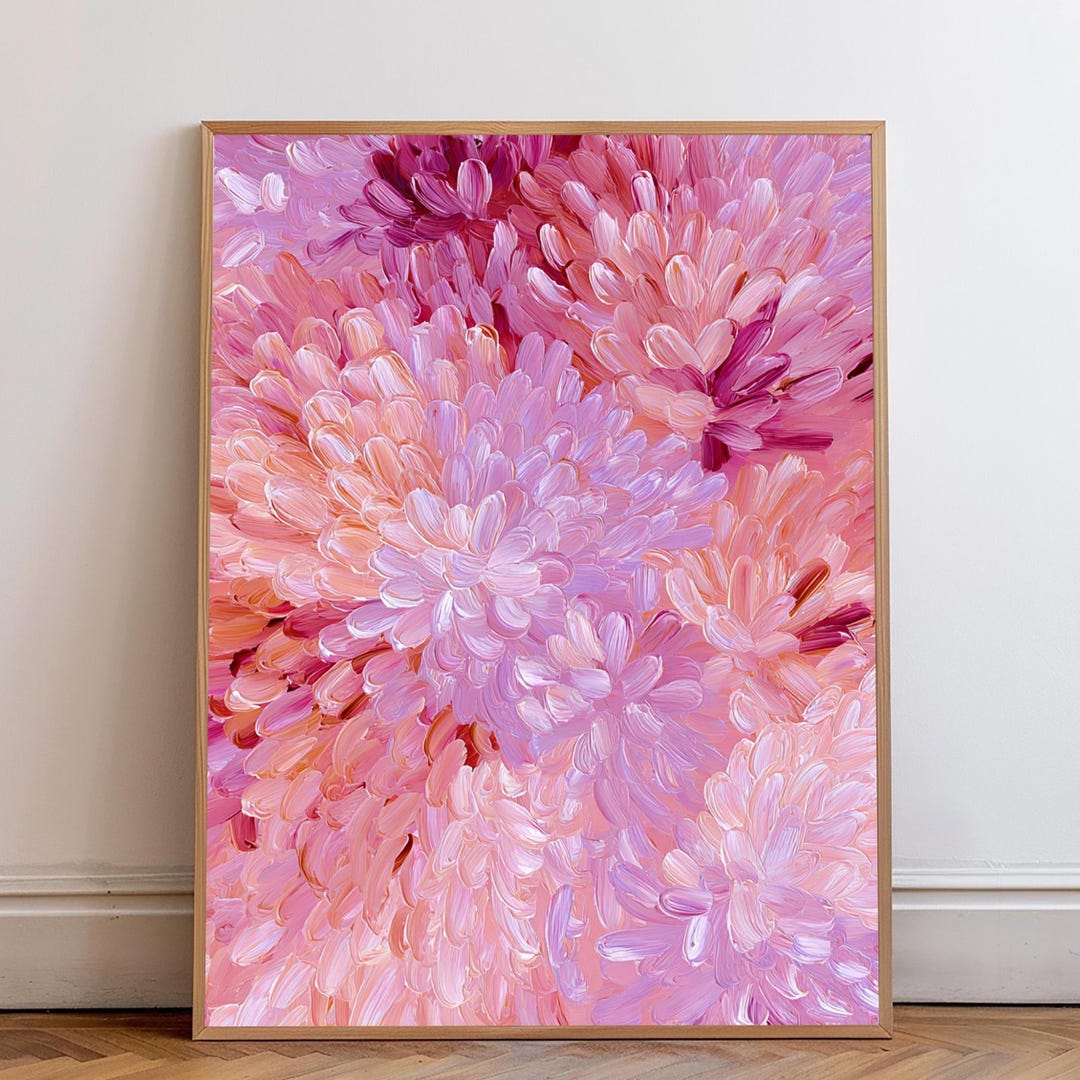 Printable Pink Floral Abstract Wall Art, Modern Statement Flower ...