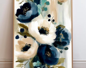 Abstract Floral Wall Art Printable, Modern Floral Art Download, Anthropologie Inspired Wall Art, Painterly Floral Digital Print