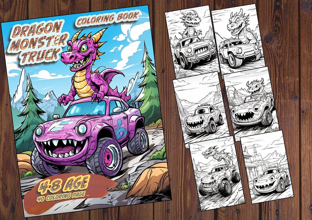 40 Dragon Monster Truck Colouring Pages Colouring Book for Kids ...
