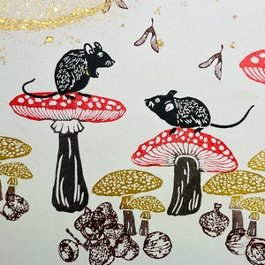 Rubberstempel paddenstoel, botanische stempel, bosthemastempel, DIY-briefpapier, rode paddenstoel, schimmels, foerageren