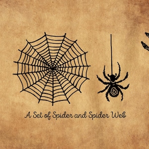 Spider and Spider Web Rubber Stamp Set, Halloween Stamping Kit, Spooky Decor, Haunted Scrapbooking, DIY Crafts, card making