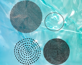 Set Geometric Rubber Stamp: Dots, Circles, Stripes