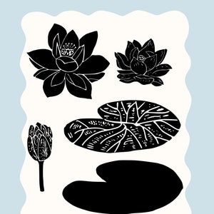 Sello de goma Lotus Waterlily, sello sereno, sello Yoga Zen, sello de arte budista, álbum de recortes DIY, fabricación de tarjetas, sello artesanal DIY