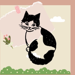 Sitting Cat Rubber Stamp, Collage Stamping Tool, Feline Craft Stamp, Cute Kitty Print, Scrapbooking Supply, kawaii stamp, cat lady