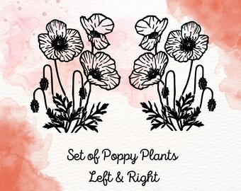 Poppy Hill Rubber Stamp Set: Floral Scrapbooking Tool (2.5x3.19 inch)